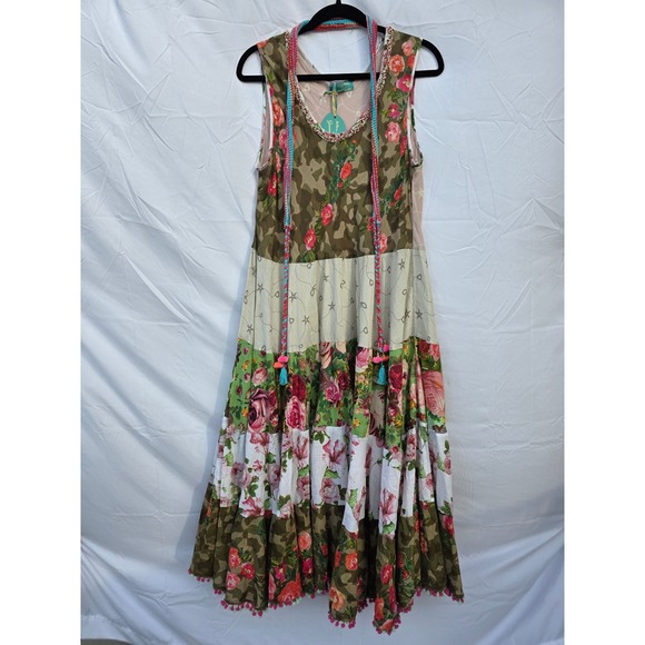 Antica Sartoria Giacomo Cinque Dresses & Skirts - Antica Sartoria Giacomo Cinque Camo Floral Patchwork Beaded Maxi Dress Womens L